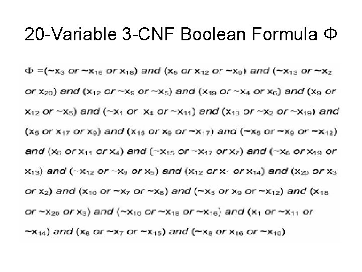 20 -Variable 3 -CNF Boolean Formula Φ 