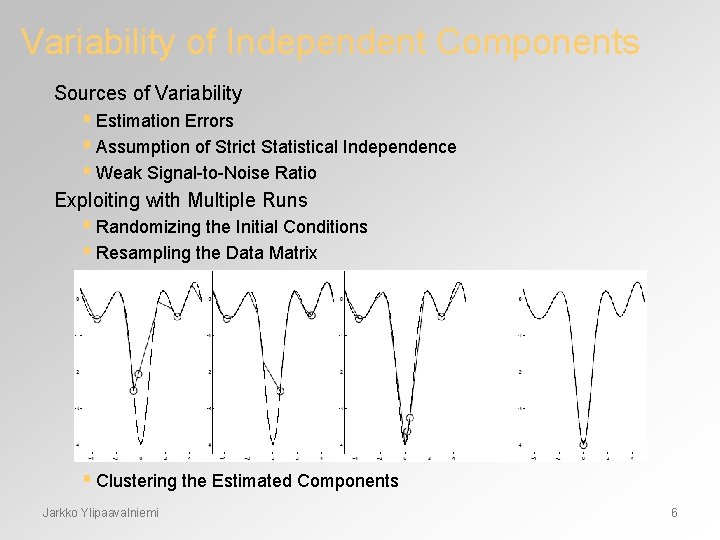 Variability of Independent Components Sources of Variability § Estimation Errors § Assumption of Strict