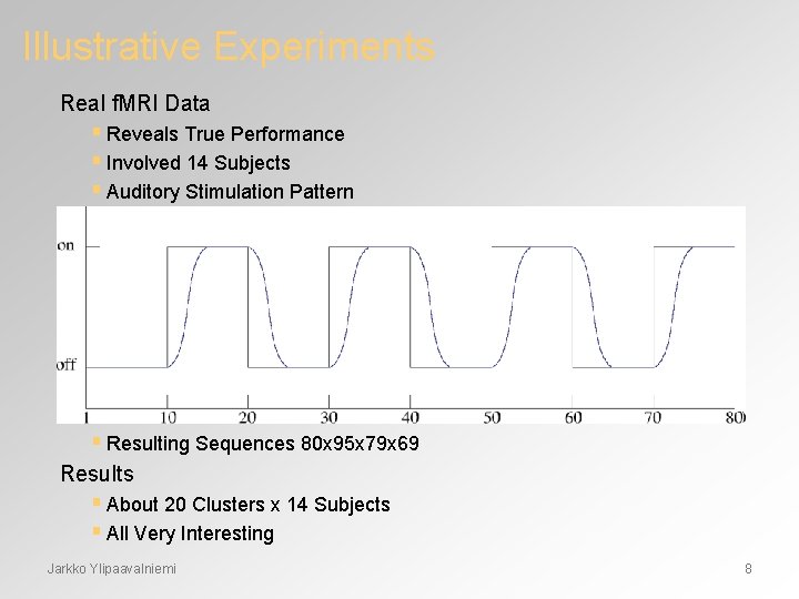 Illustrative Experiments Real f. MRI Data § Reveals True Performance § Involved 14 Subjects