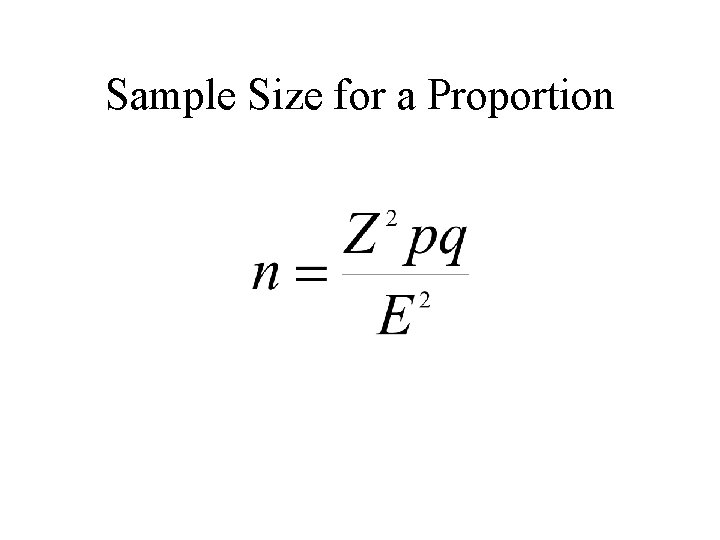 Sample Size for a Proportion 