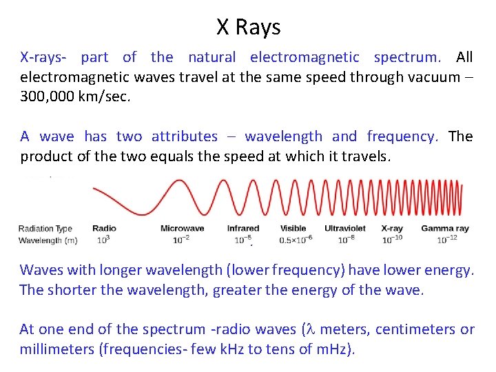 X Rays X-rays- part of the natural electromagnetic spectrum. All electromagnetic waves travel at