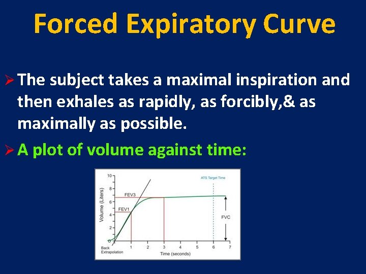 Forced Expiratory Curve Ø The subject takes a maximal inspiration and then exhales as