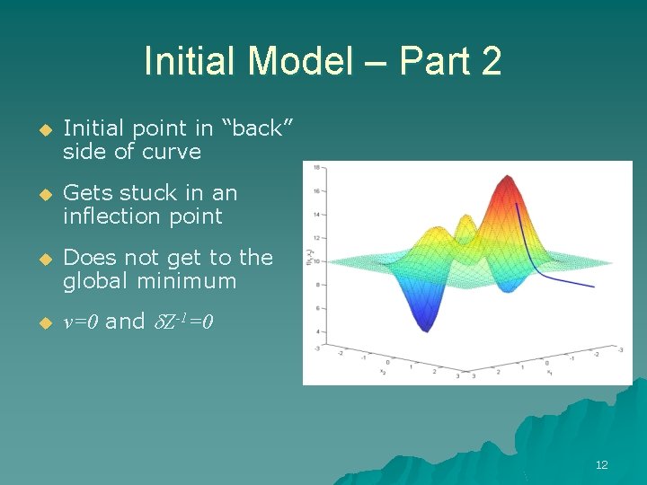 Initial Model – Part 2 u Initial point in “back” side of curve u