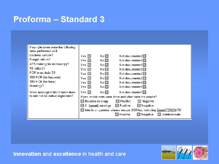 Proforma – Standard 3 Innovation and excellence in health and care 