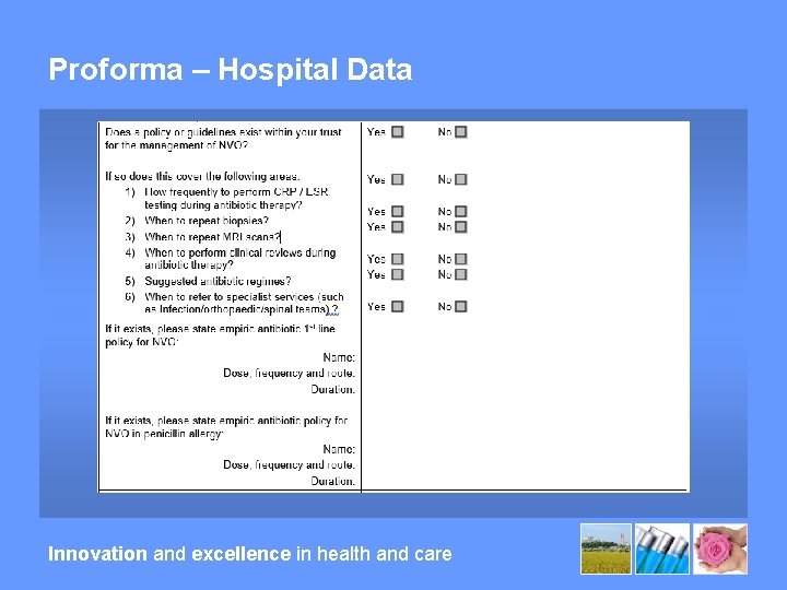 Proforma – Hospital Data Innovation and excellence in health and care 