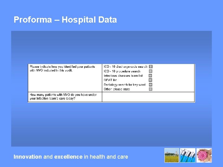 Proforma – Hospital Data Innovation and excellence in health and care 