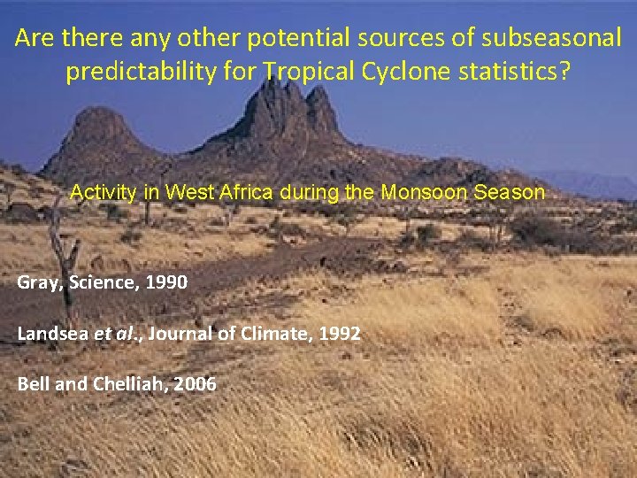 Are there any other potential sources of subseasonal predictability for Tropical Cyclone statistics? Activity