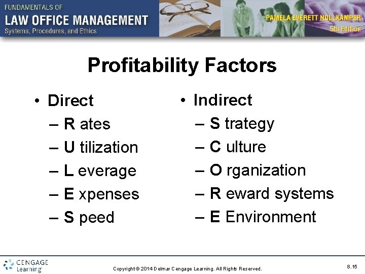 Profitability Factors • Direct – R ates – U tilization – L everage –