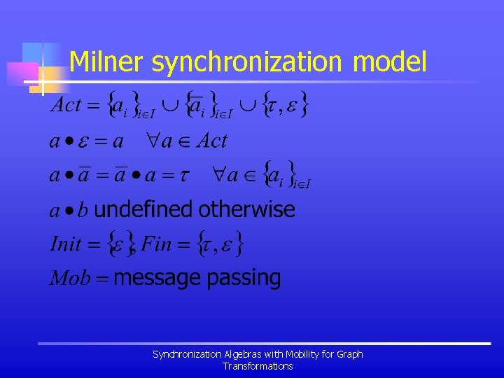 Milner synchronization model Synchronization Algebras with Mobility for Graph Transformations 