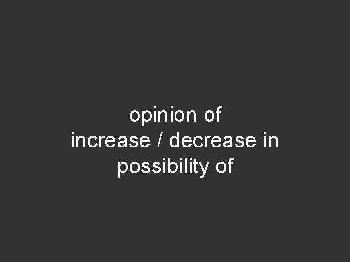 opinion of increase / decrease in possibility of 