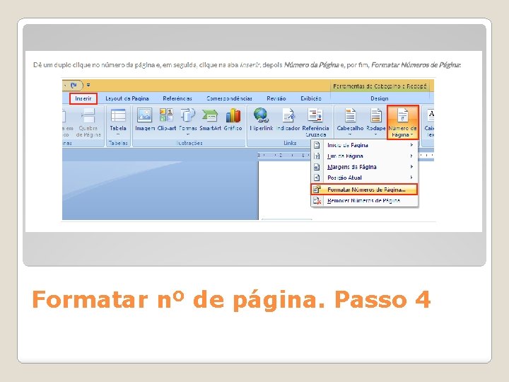 Formatar nº de página. Passo 4 