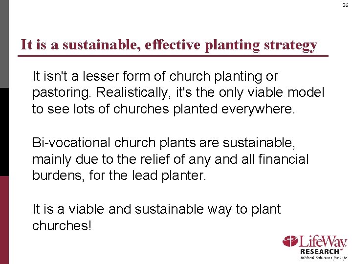 36 It is a sustainable, effective planting strategy It isn't a lesser form of