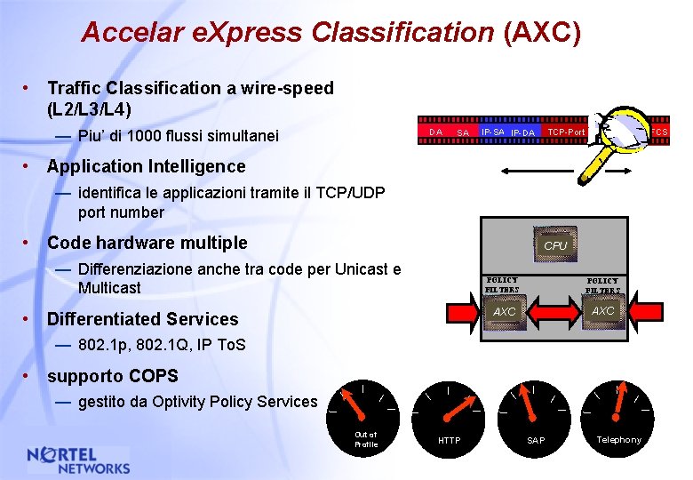 Accelar e. Xpress Classification (AXC) • Traffic Classification a wire-speed (L 2/L 3/L 4)