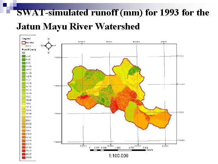 SWAT-simulated runoff (mm) for 1993 for the Jatun Mayu River Watershed 