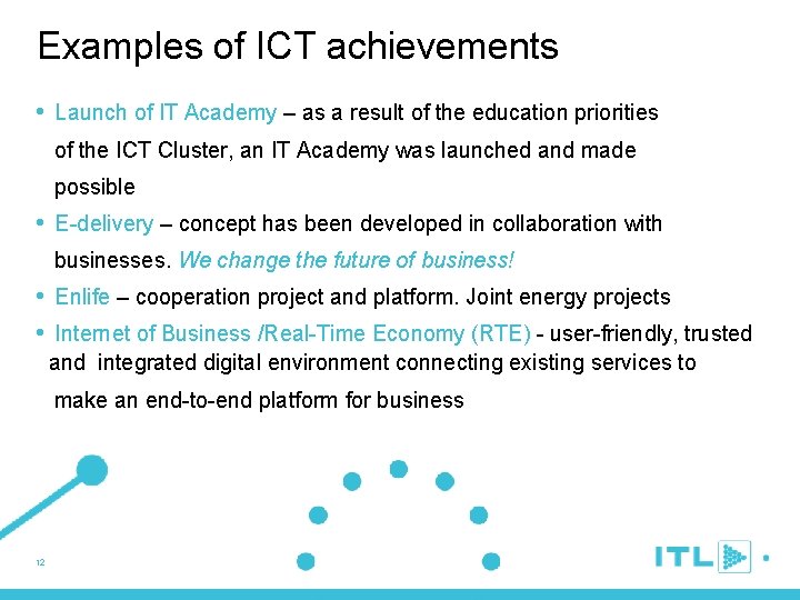 Examples of ICT achievements • Launch of IT Academy – as a result of