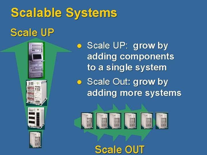 Scalable Systems Scale UP l Scale UP: grow by adding components to a single