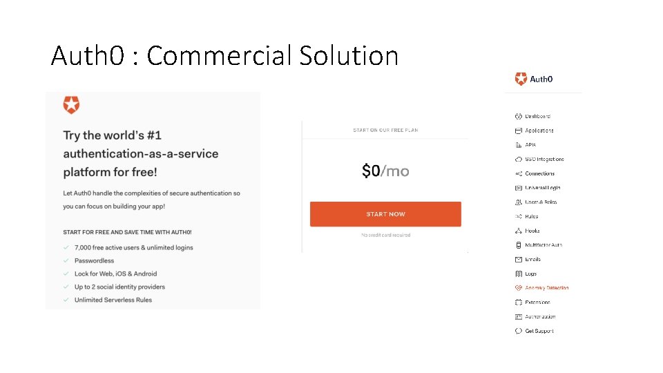 Auth 0 : Commercial Solution 