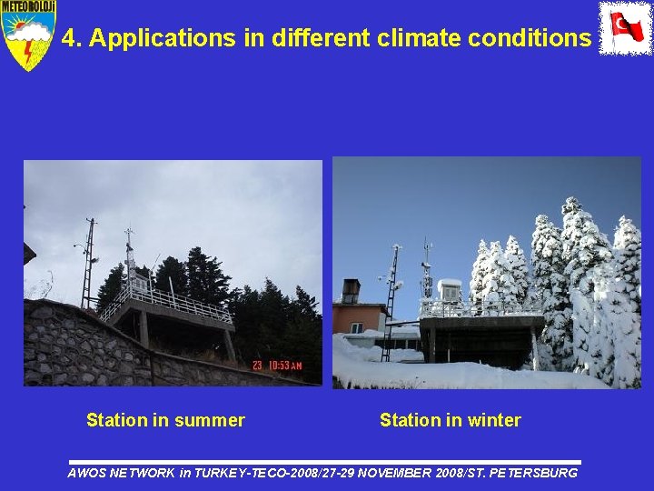 4. Applications in different climate conditions Station in summer Station in winter AWOS NETWORK