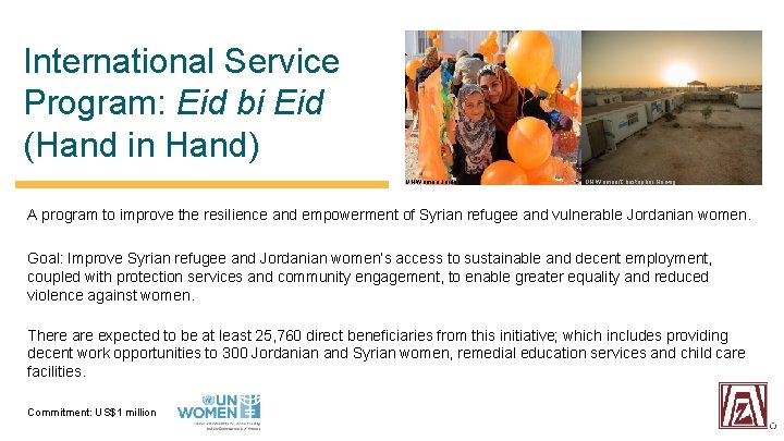 International Service Program: Eid bi Eid (Hand in Hand) UN Women Jordan UN Women/Christopher