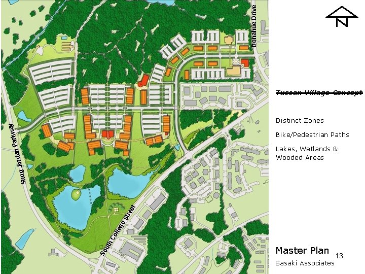 Donahue Drive Tuscan Village Concept ay arkw Distinct Zones dan P g Jor Bike/Pedestrian