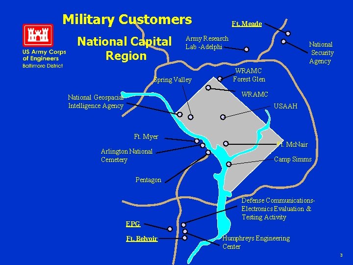 Military Customers National Capital Region Ft. Meade Army Research Lab -Adelphi Spring Valley National