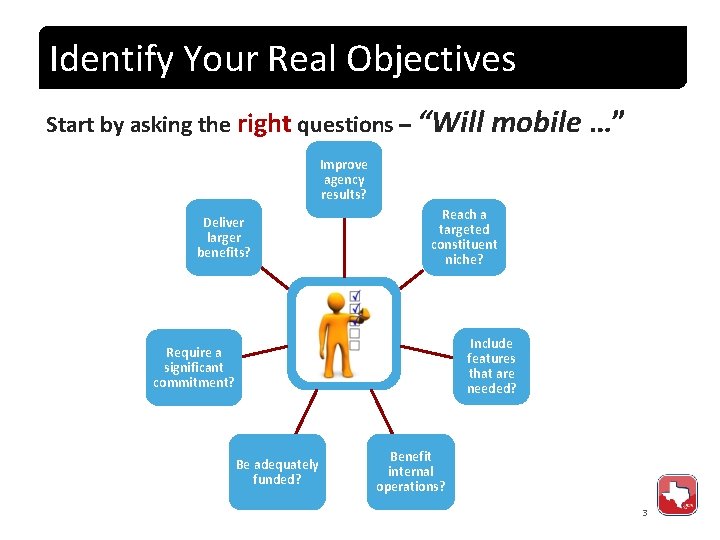 Identify Your Real Objectives Start by asking the right questions – “Will mobile …”