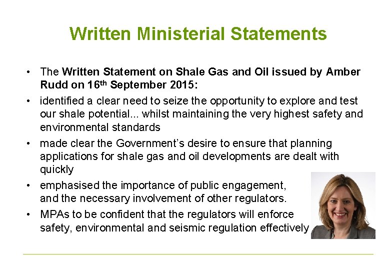 Written Ministerial Statements • The Written Statement on Shale Gas and Oil issued by