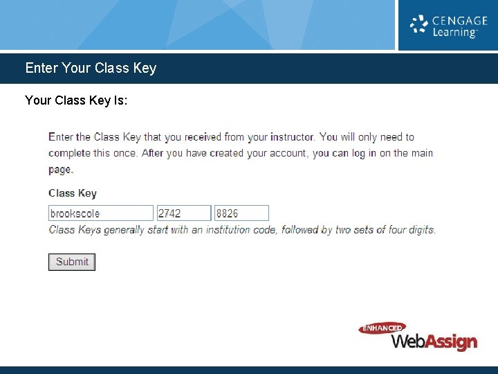 Enter Your Class Key Is: 