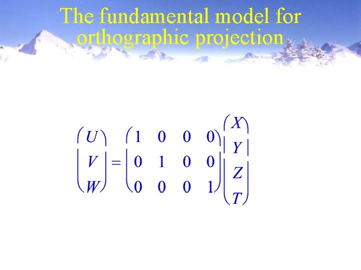 The fundamental model for orthographic projection 