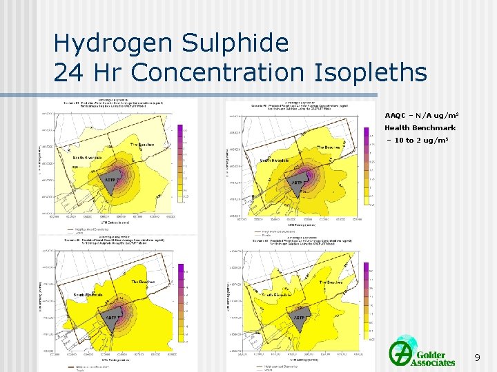 Hydrogen Sulphide 24 Hr Concentration Isopleths AAQC – N/A ug/m 3 Health Benchmark –