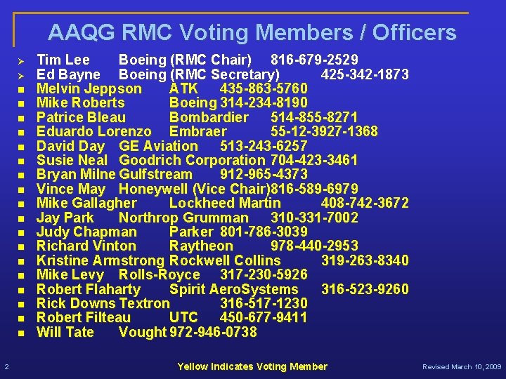 AAQG RMC Voting Members / Officers Ø Ø n n n n n 2