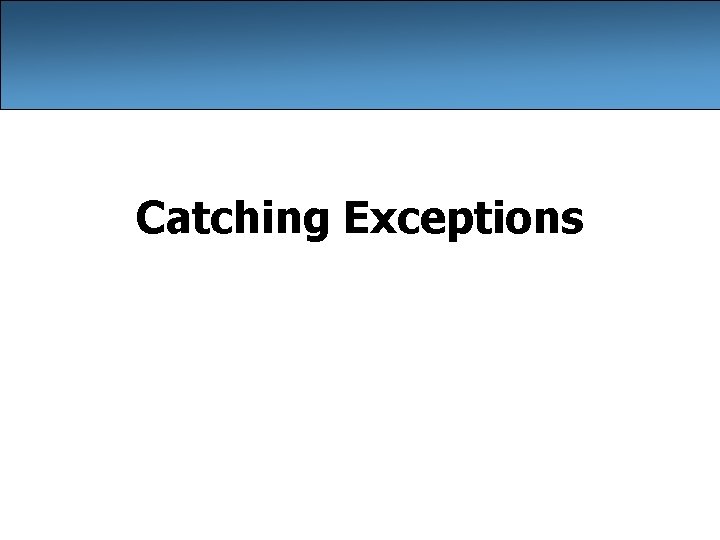 Catching Exceptions 