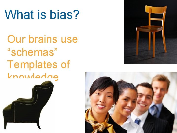 What is bias? Our brains use “schemas” Templates of knowledge 