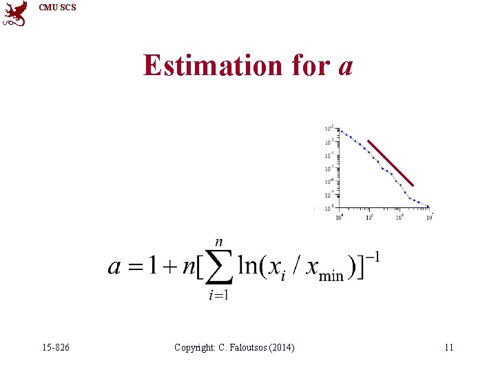 CMU SCS Estimation for a 15 -826 Copyright: C. Faloutsos (2014) 11 