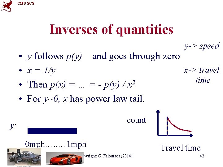 CMU SCS Inverses of quantities • • y-> speed y follows p(y) and goes