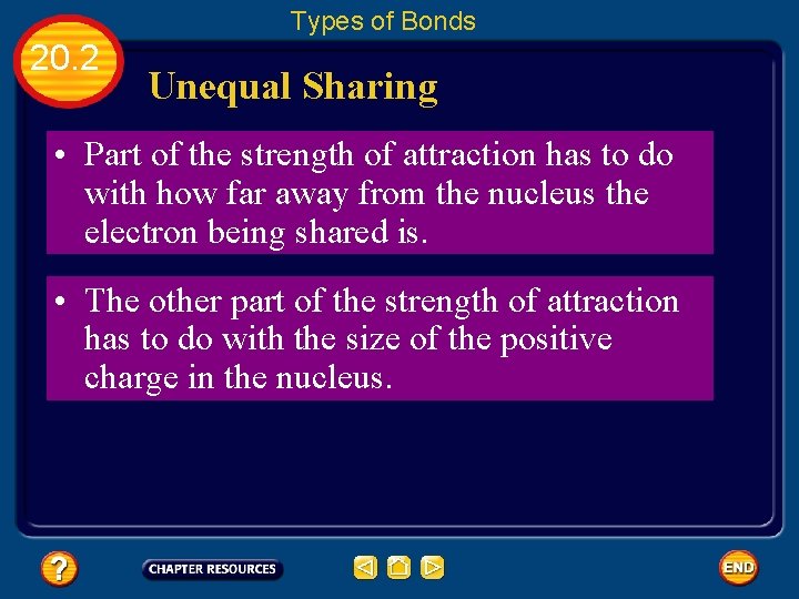 Types of Bonds 20. 2 Unequal Sharing • Part of the strength of attraction