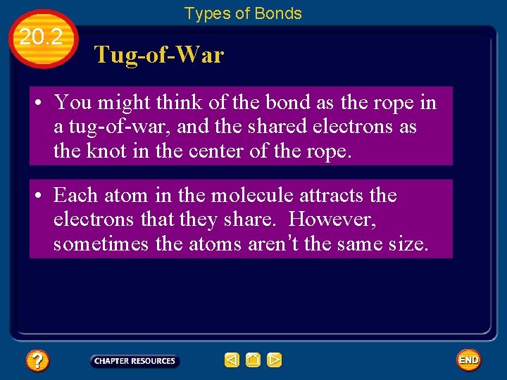 Types of Bonds 20. 2 Tug-of-War • You might think of the bond as