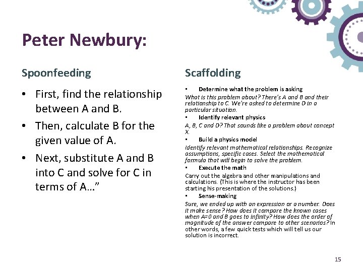 Peter Newbury: Spoonfeeding Scaffolding • First, find the relationship between A and B. •