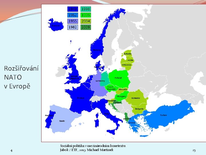 Rozšiřování NATO v Evropě 4 Sociální politika v mezinárodním konetextu. Jabok / ETF, 2013.