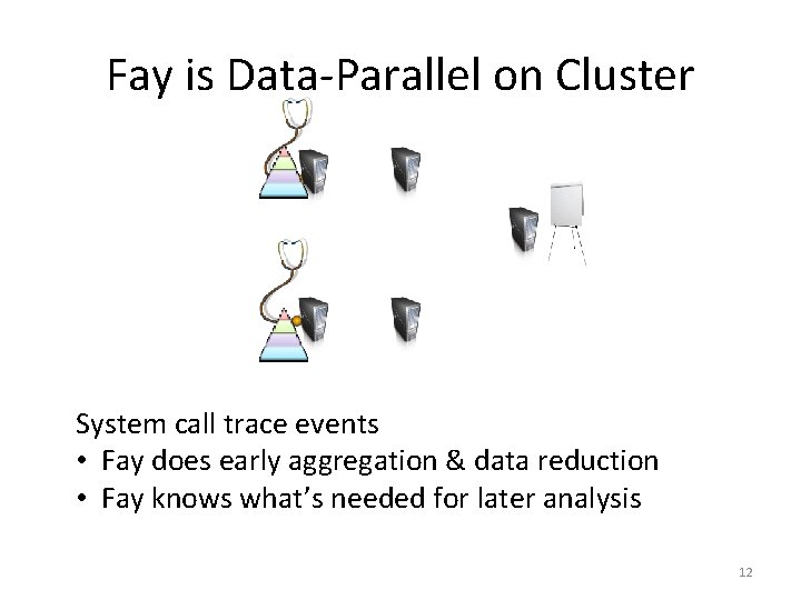 Fay is Data-Parallel on Cluster System call trace events • Fay does early aggregation