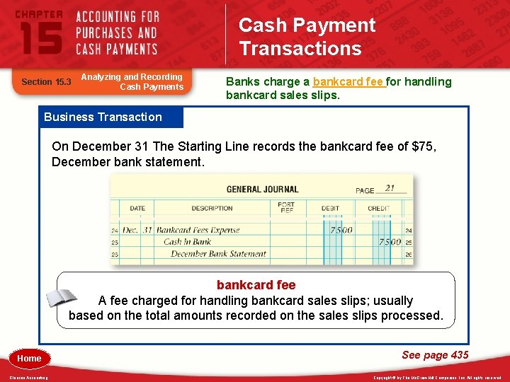 Cash Payment Transactions Section 15. 3 Analyzing and Recording Cash Payments Banks charge a