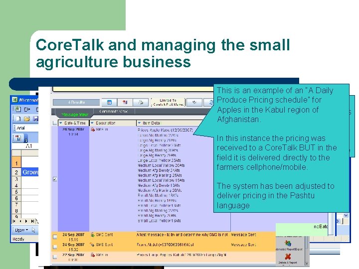 Core. Talk and managing the small agriculture business This is an example of an