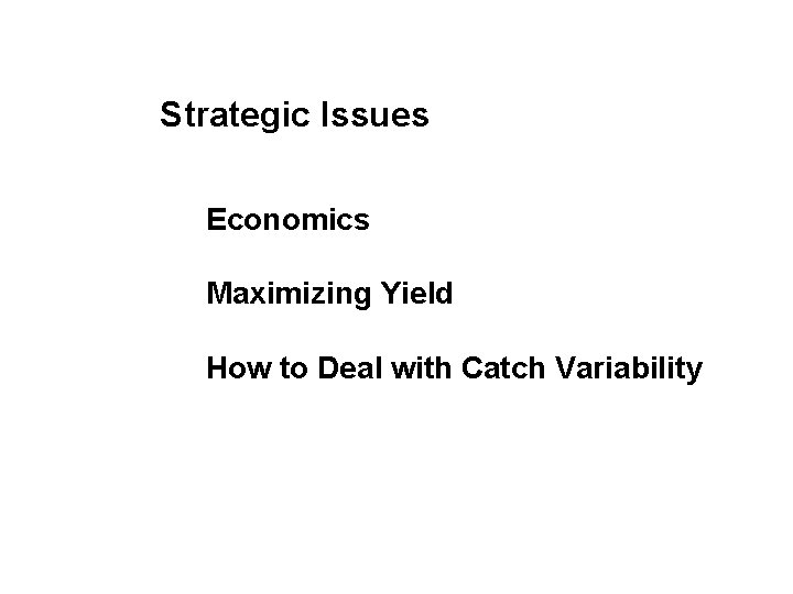 Strategic Issues Economics Maximizing Yield How to Deal with Catch Variability 