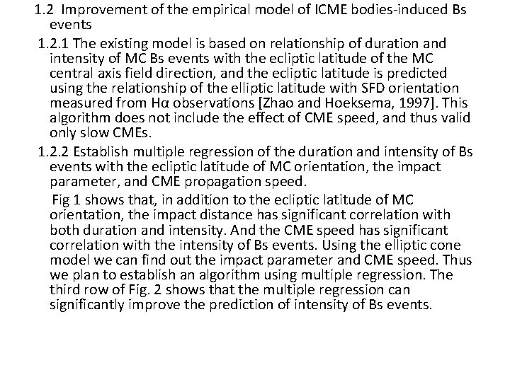 1. 2 Improvement of the empirical model of ICME bodies-induced Bs events 1. 2.