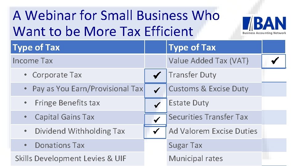 A Webinar for Small Business Who Want to be More Tax Efficient Type of