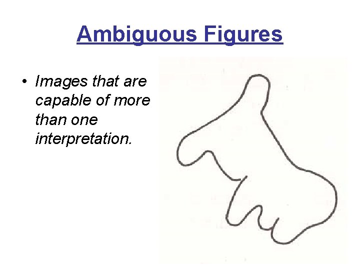 Ambiguous Figures • Images that are capable of more than one interpretation. 