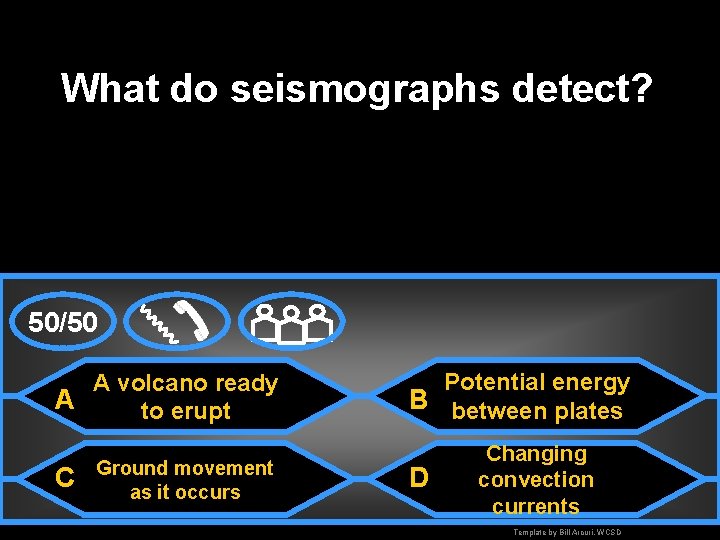 What do seismographs detect? 50/50 A volcano ready A to erupt C Ground movement
