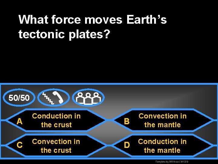 What force moves Earth’s tectonic plates? 50/50 Convection in the mantle A Conduction in