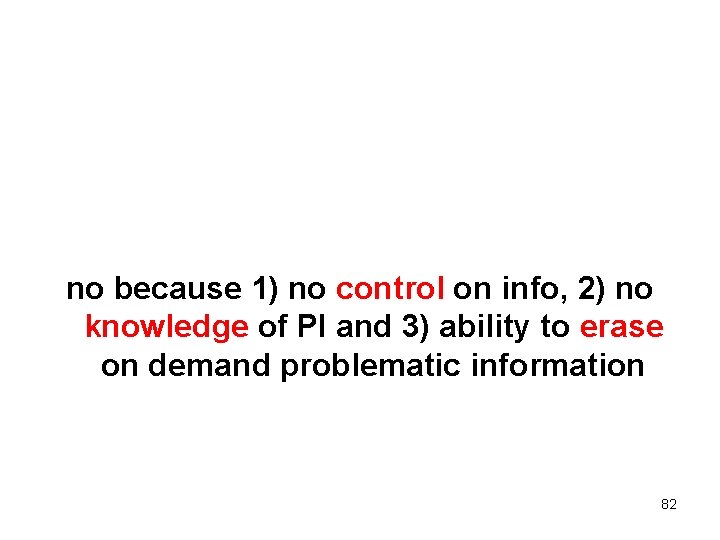 no because 1) no control on info, 2) no knowledge of PI and 3)