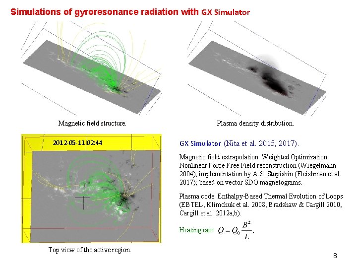 Simulations of gyroresonance radiation with GX Simulator Magnetic field structure. 2012 -05 -11 02: